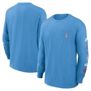 Nike‎ Houston Oilers Rewind Heavy Pocket Long Sleeve T-Shirt Light Blue M NWT